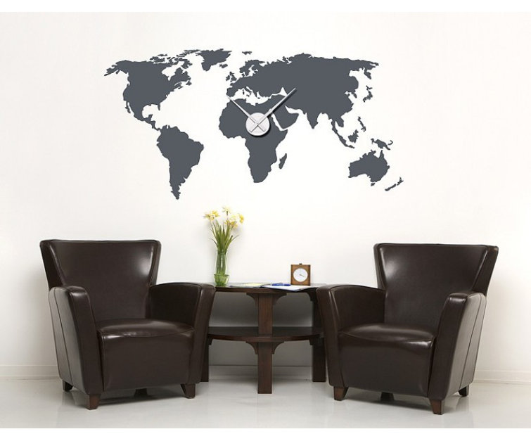 Style and Apply World Map Wall Clock Wall Decal Wayfair
